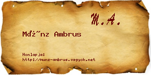 Münz Ambrus névjegykártya